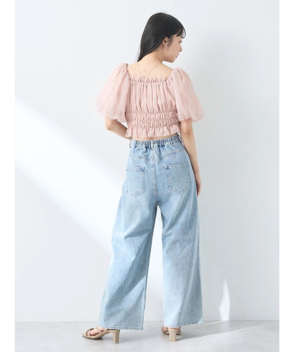 earth music&ecology パフスリーブシャーリングブラウス 