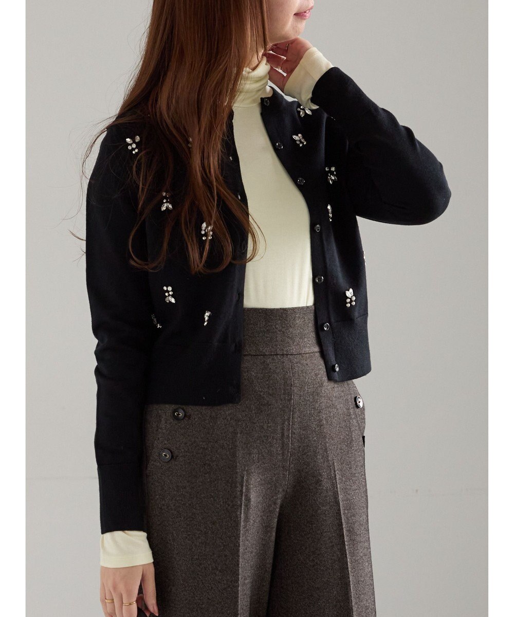 Te chichi ビジューニットコンパクトカーディガン 