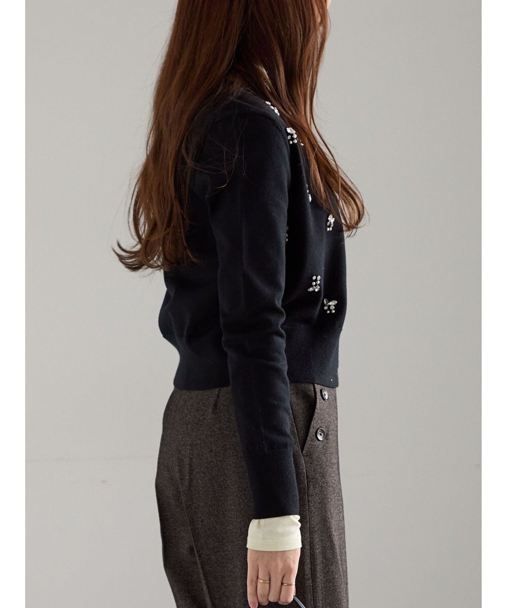 Te chichi ビジューニットコンパクトカーディガン 