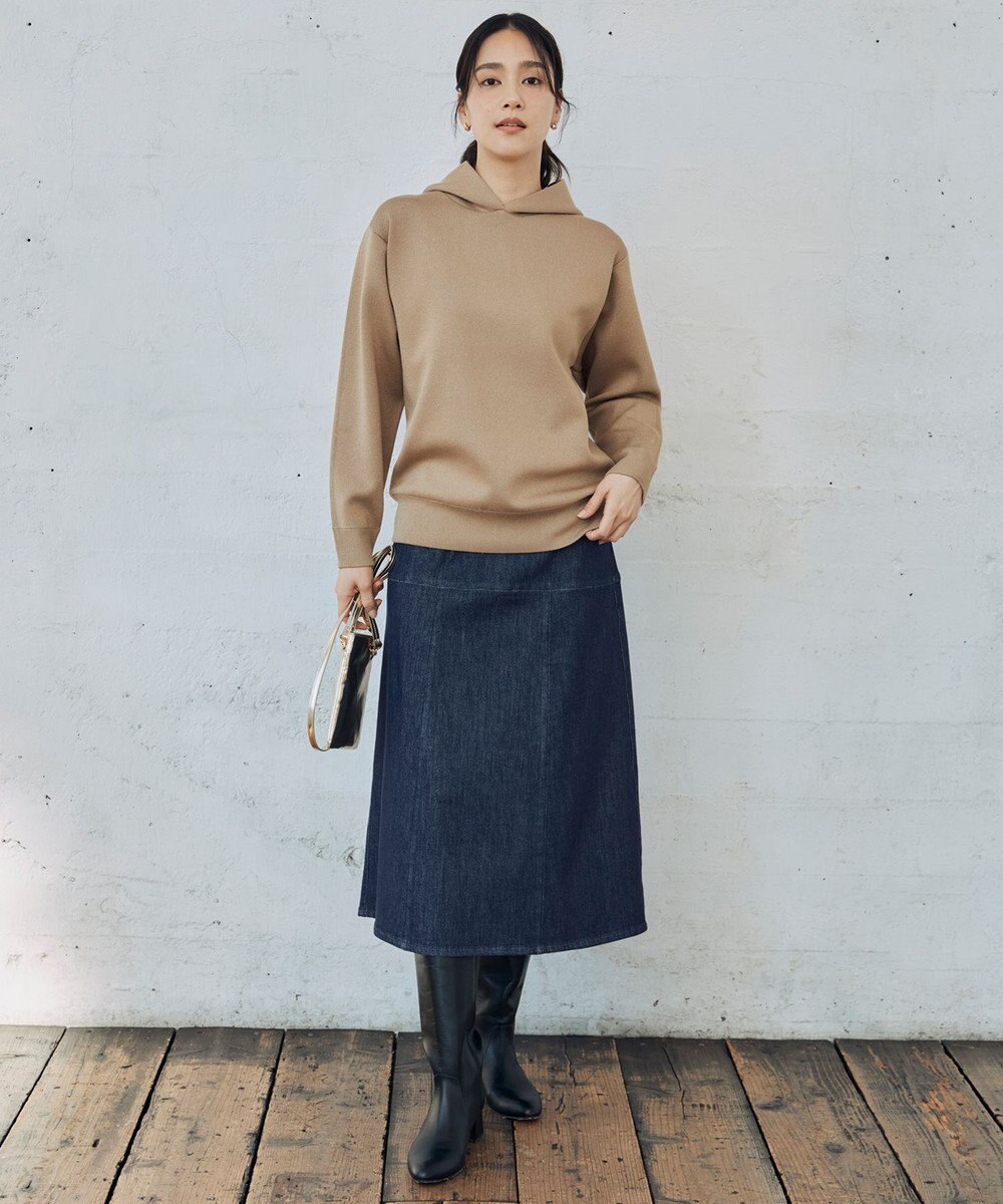 自由区 L 【洗える】シャイニースムースニット パーカー 