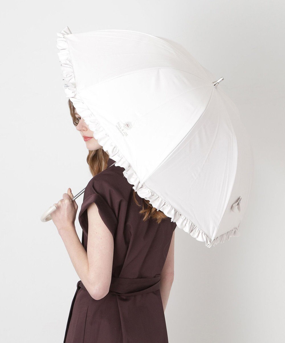 MOONBAT PAUL&JOE ACCESSOIRES (ポール&ジョー) 晴雨兼用日傘 長傘 ワンポイントクリザンテームフリル 一級遮光 遮熱 UV 