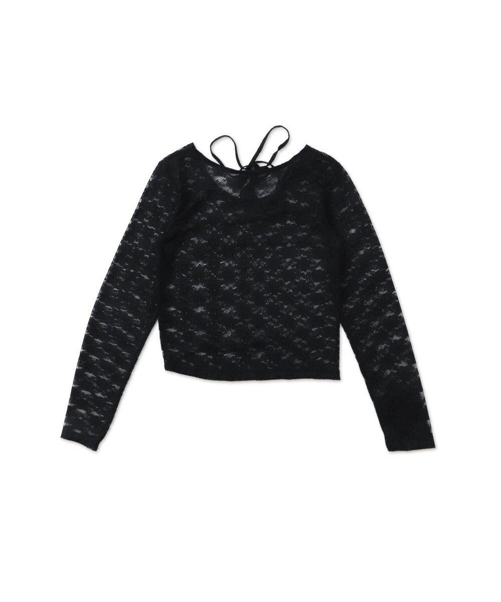 WEGO チョーカーリボン付きレースロンT 