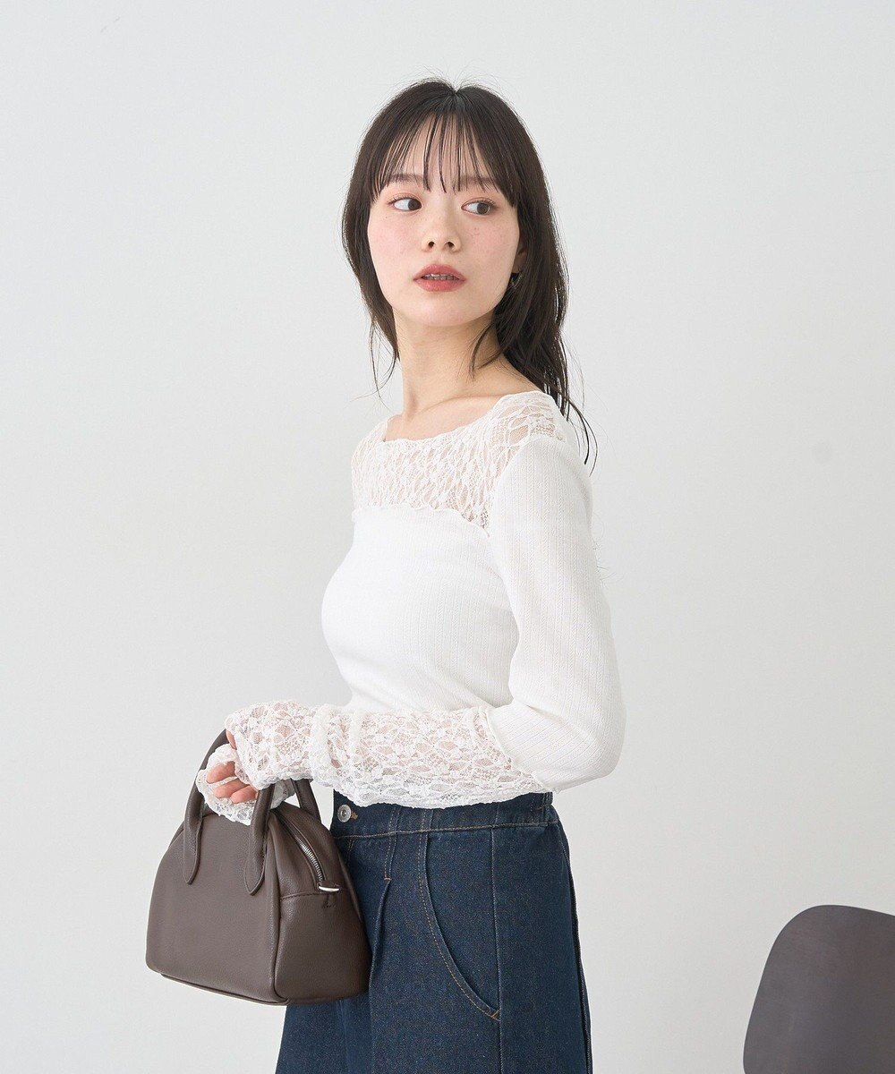 earth music&ecology レース×アイレットプルオ－バー 