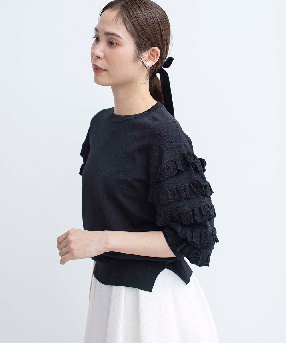 組曲 S 【WEB限定カラーあり】MINA 袖フリルニットプルオーバー 