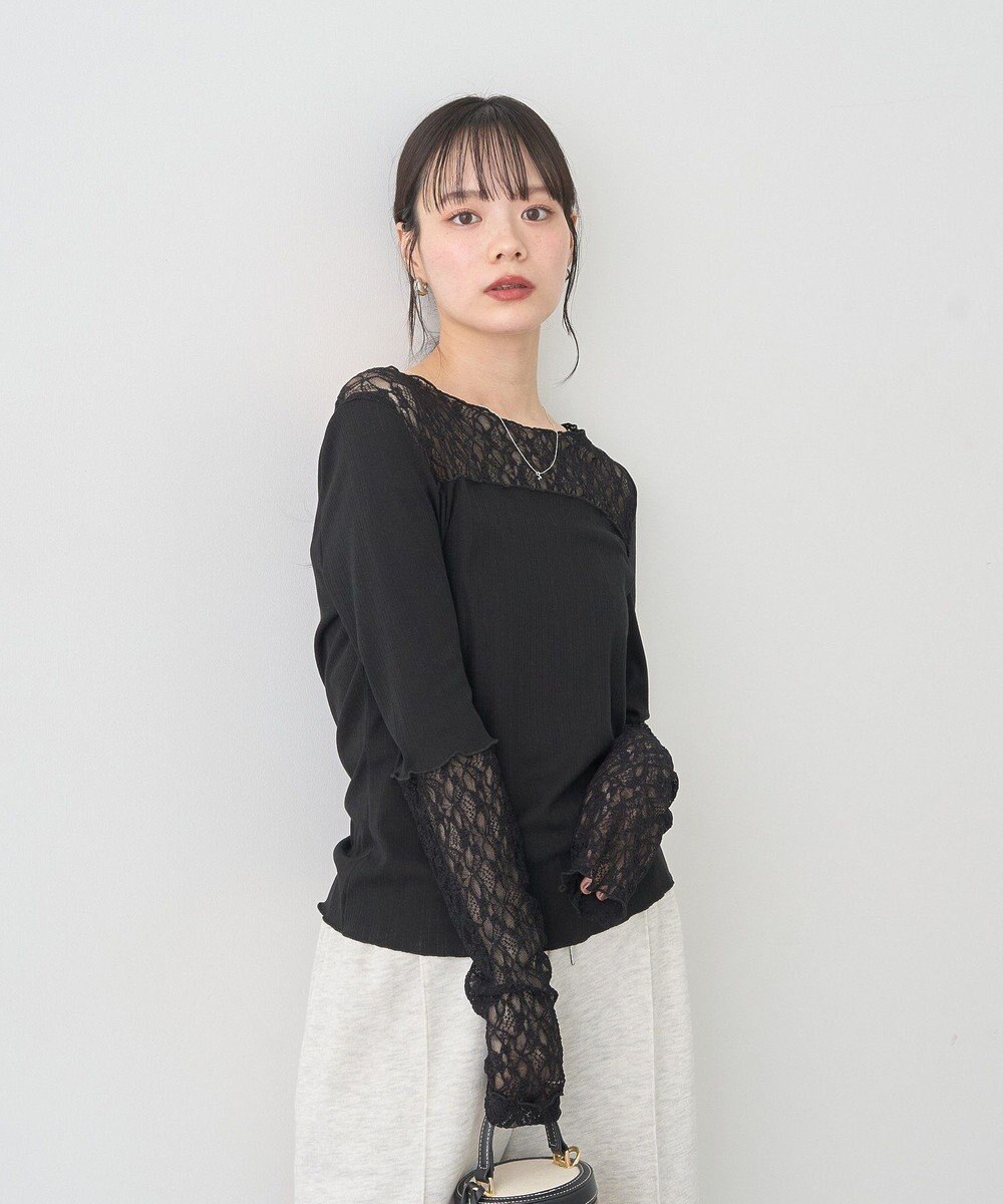 earth music&ecology レース×アイレットプルオ－バー 