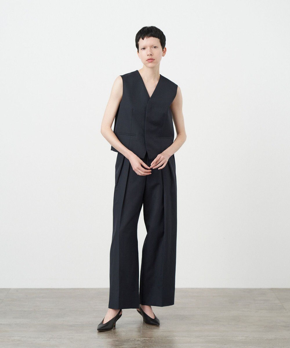 ATON WOOL LINEN SHARKSKIN | ワイドパンツ 