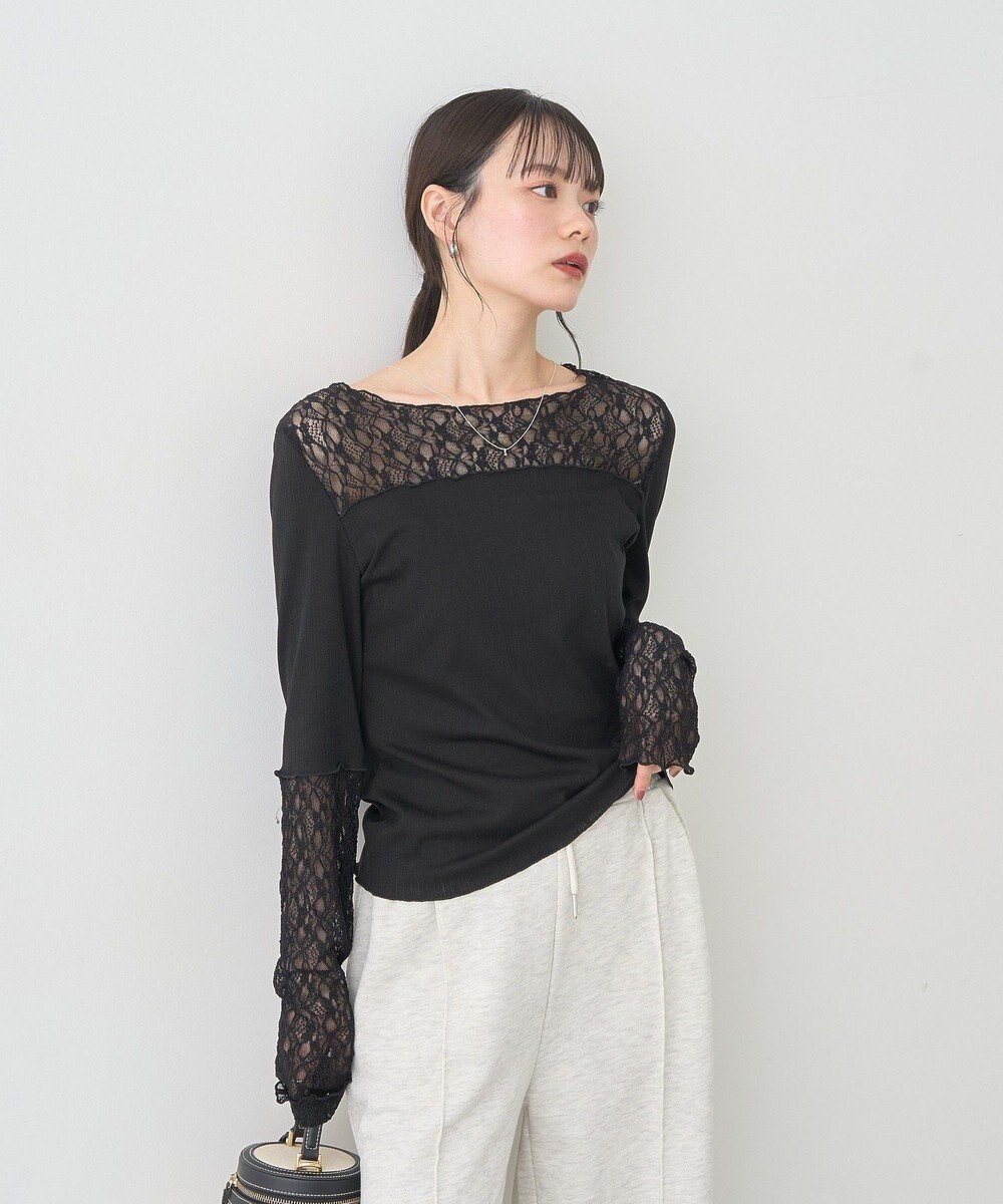 earth music&ecology レース×アイレットプルオ－バー 