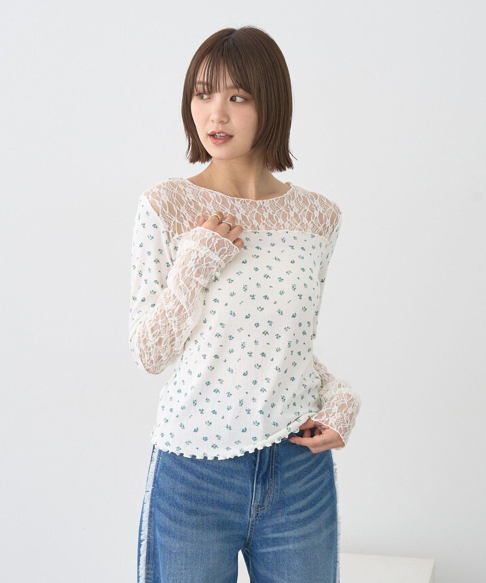 earth music&ecology レース×アイレットプルオ－バー 