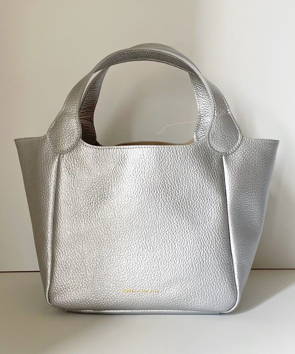 Hekhèr Le Style de Vie 新素材・新色【日本製/セレモニーにも】シュリンクレザー ハンドバッグ small シルバー 