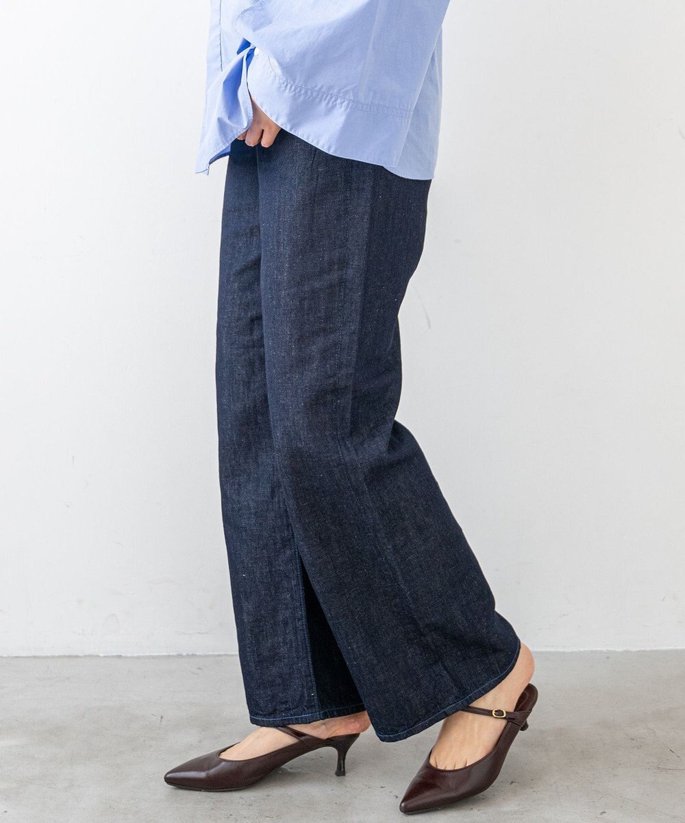 caqu FS linen wide flare リネンワイドフレアデニム 