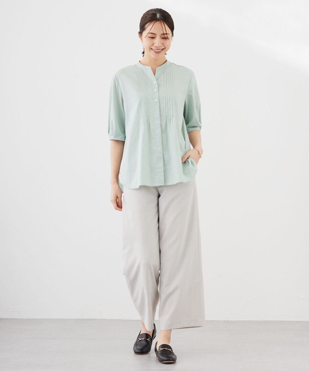 J.PRESS LADIES 【洗える】ラミーポプリン 前開き ブラウス 