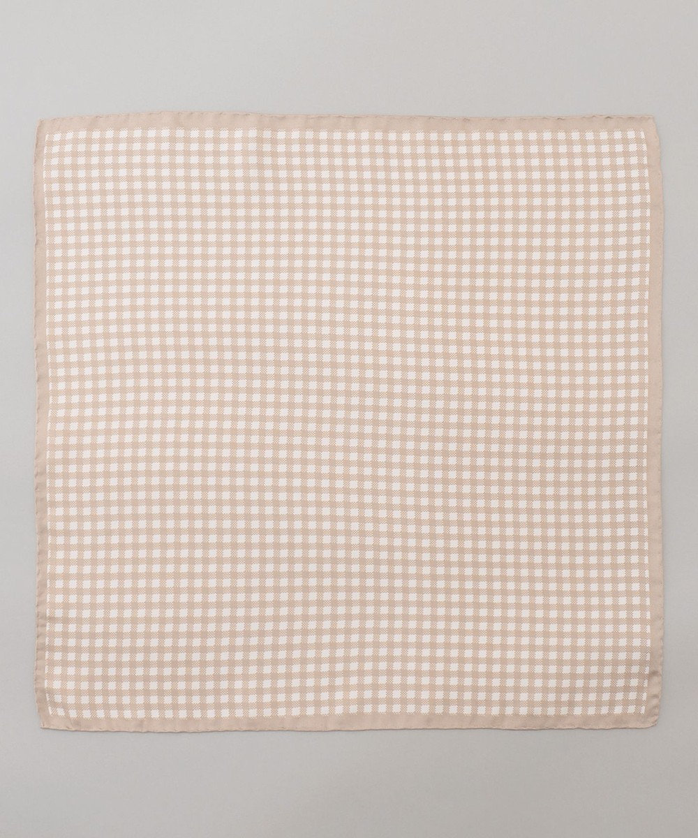 GOTAIRIKU 首にも巻ける【2WAY/日本製】シルク100% ポケットチーフ（チェック柄） 