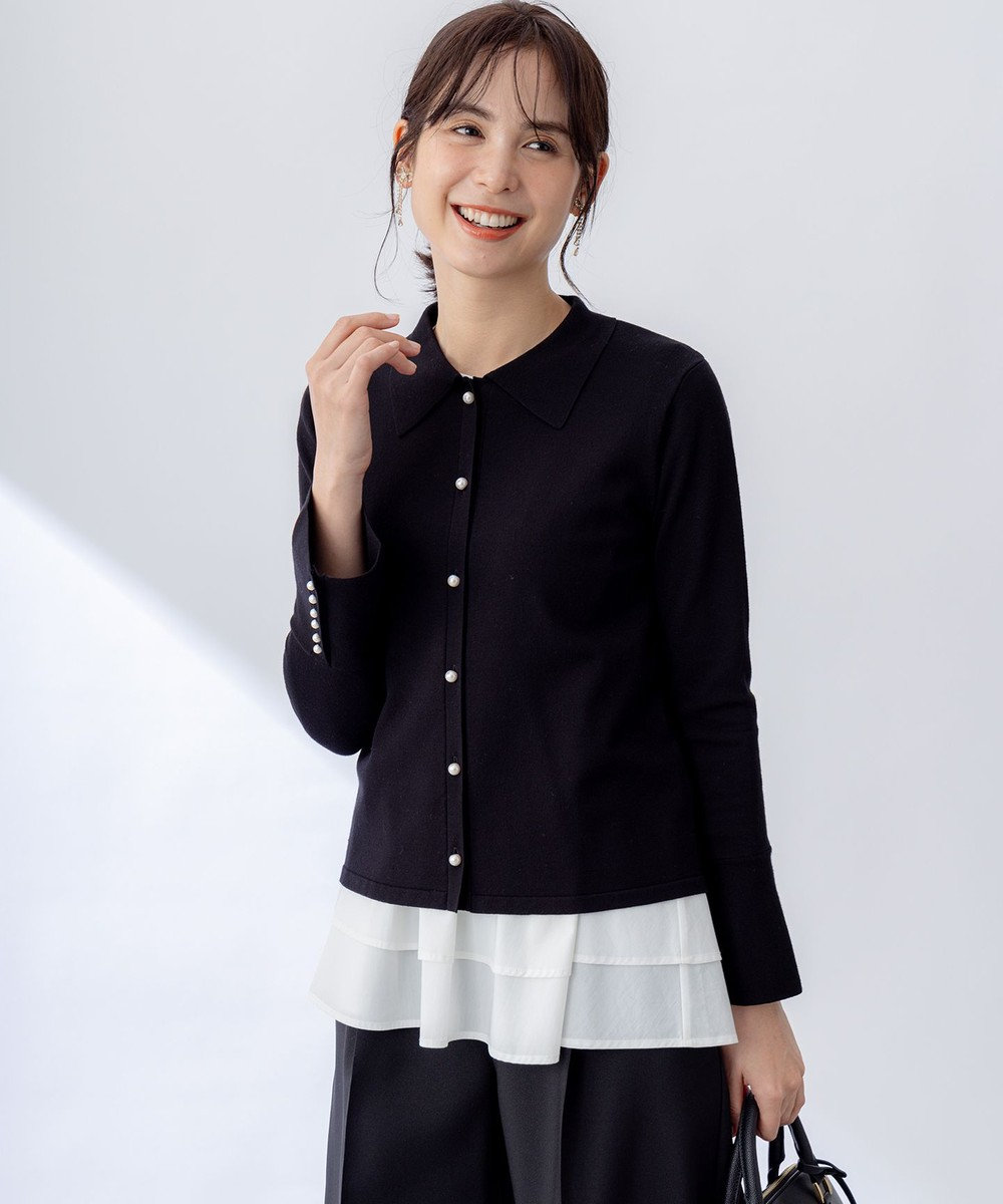 組曲 L フレアスリーブニットポロ 