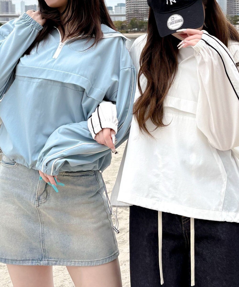 WEGO 【日焼け対策/セットアップ対応】ラッシュガードラインアノラックパーカー 