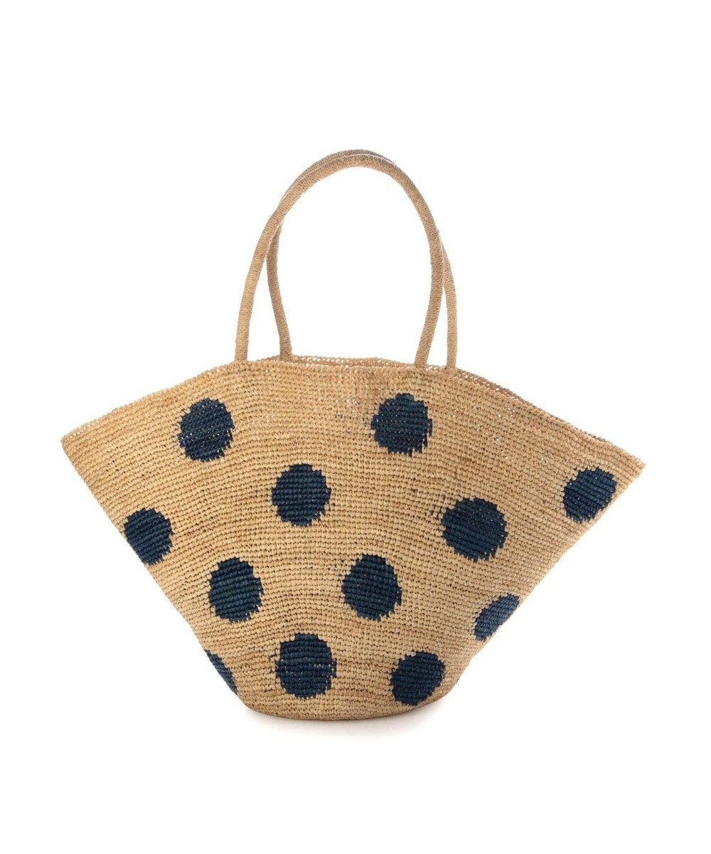 UNBILLION カシュカシュ cachecache / ドット柄ラフィアビッグトートバッグ カゴバッグ 