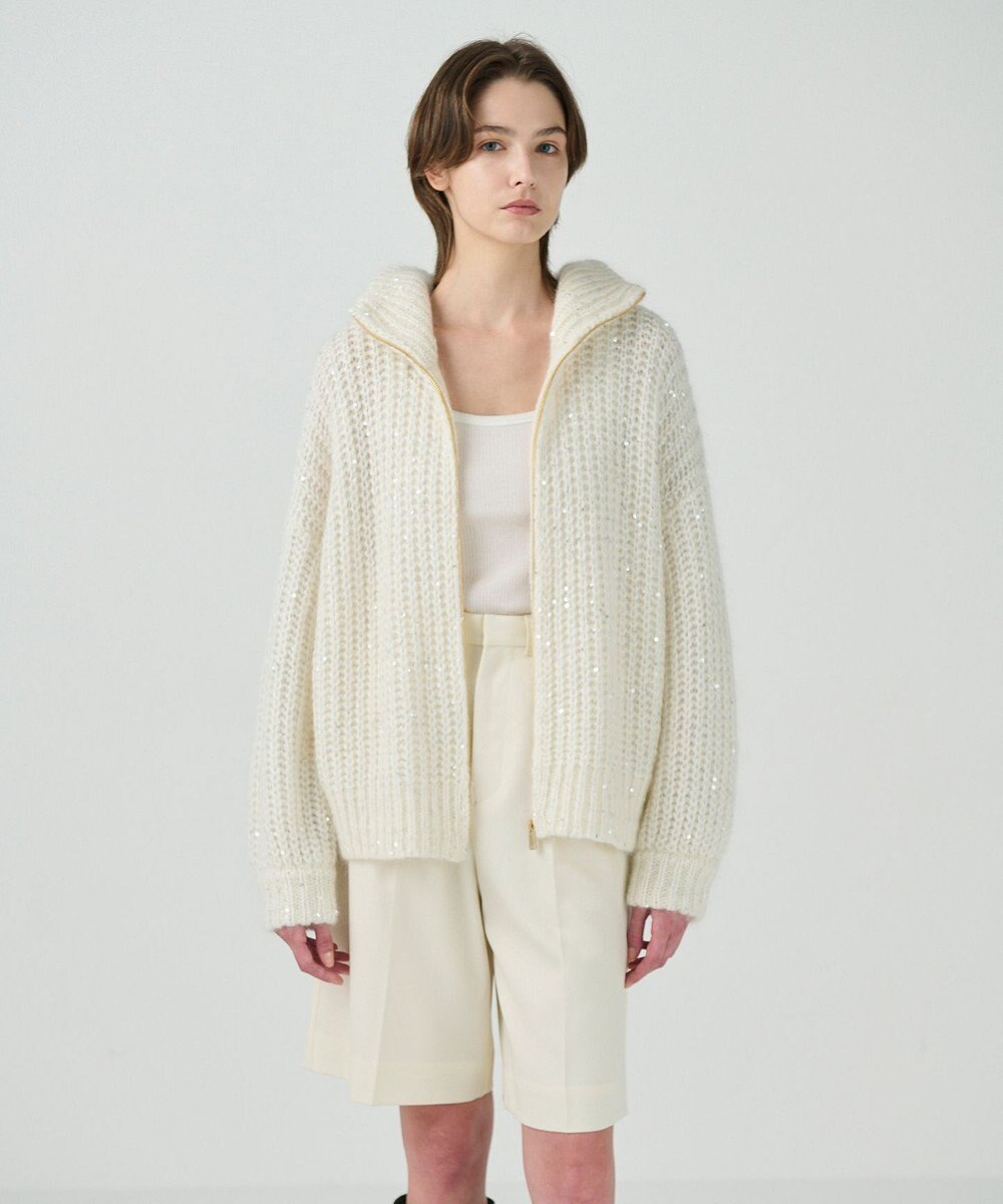 GRACE CONTINENTAL スパンコールニットブルゾン 