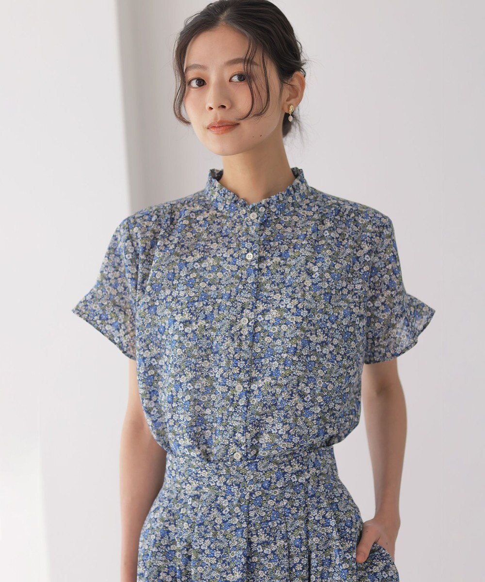 組曲 フラワーガーデンプリント ブラウス 
