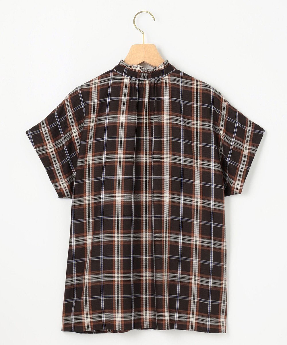 組曲 シアーツイルチェック フリルブラウス 