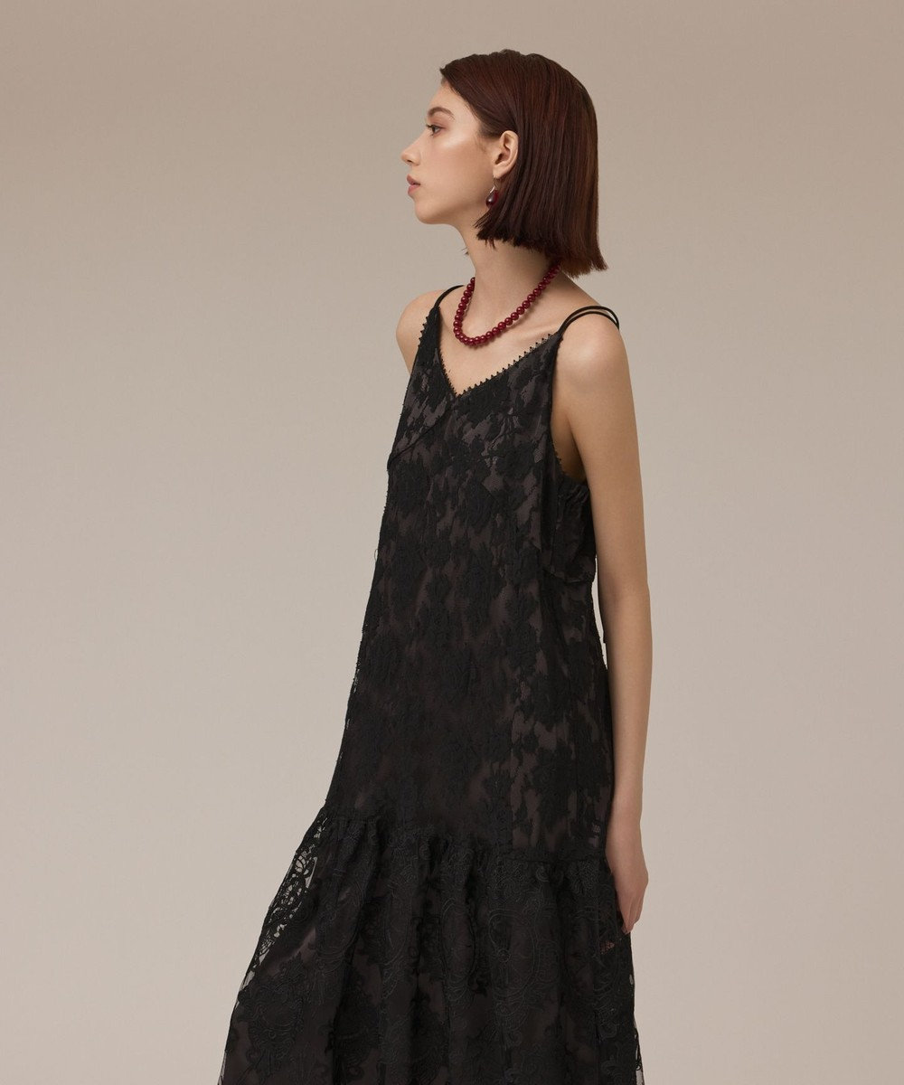 GRACE CONTINENTAL ロゴ刺繍レースワンピース 