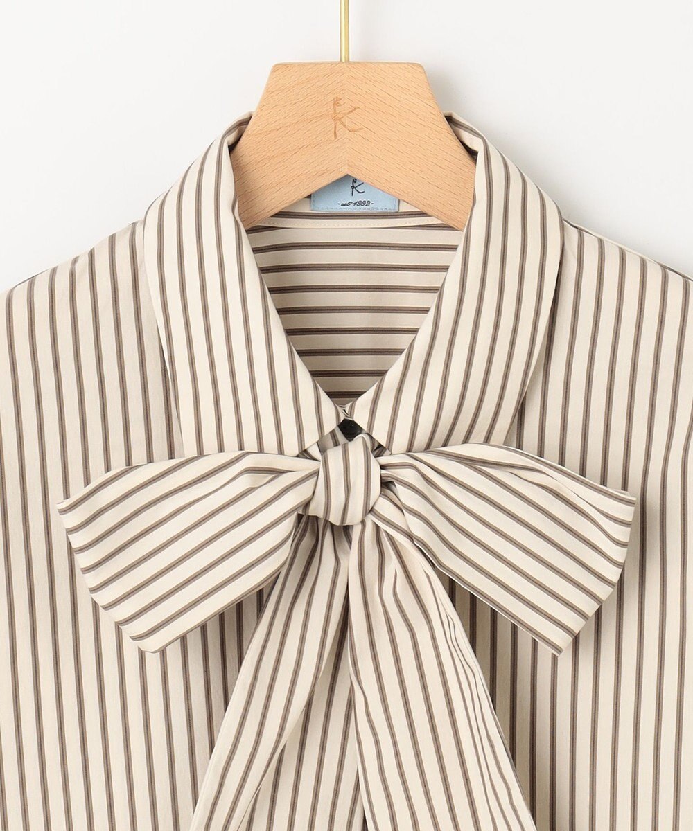 組曲 【ボウタイ付き】コンパクトシャーティング ストライプシャツ 