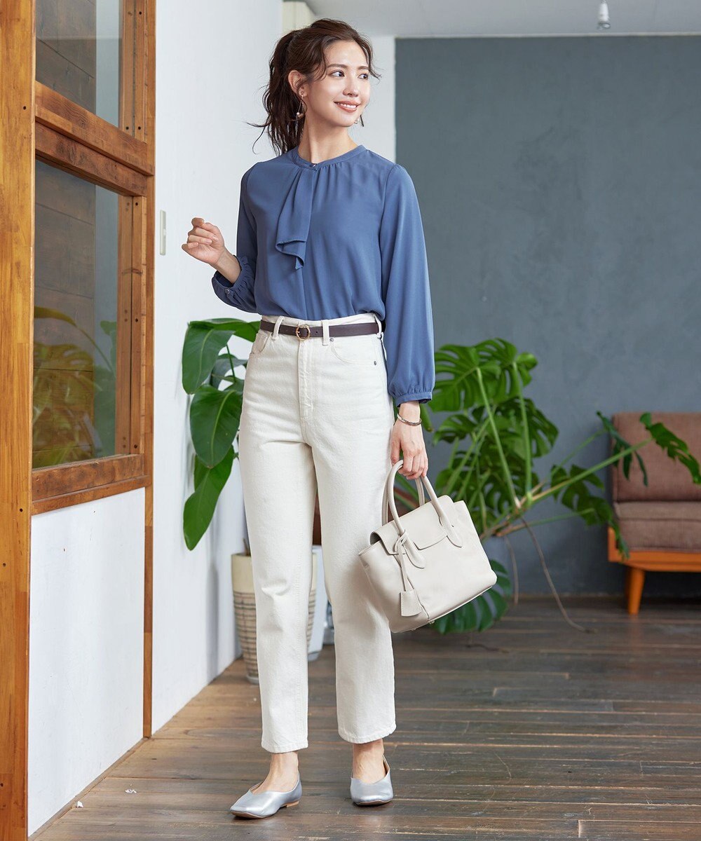 Tiaclasse 【洗える・スマート裏起毛】ジョーゼットフリルブラウス 