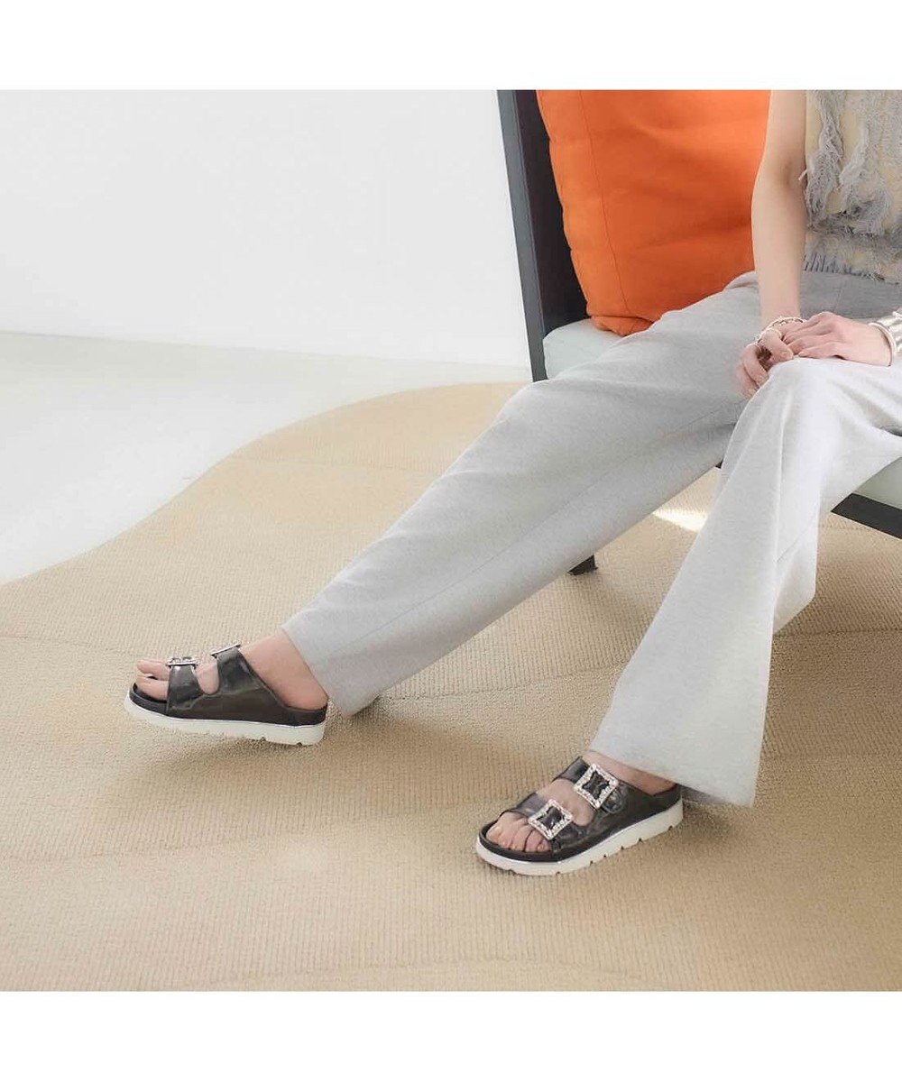 MODE ET JACOMO <carino>厚底ビジューバックルサンダル 