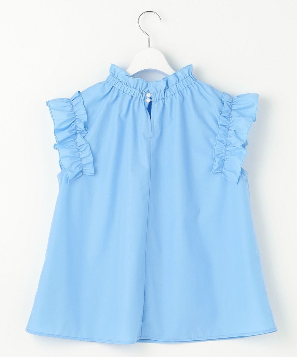 Feroux 【洗える】スタンドカラーフリルスリーブ ブラウス 