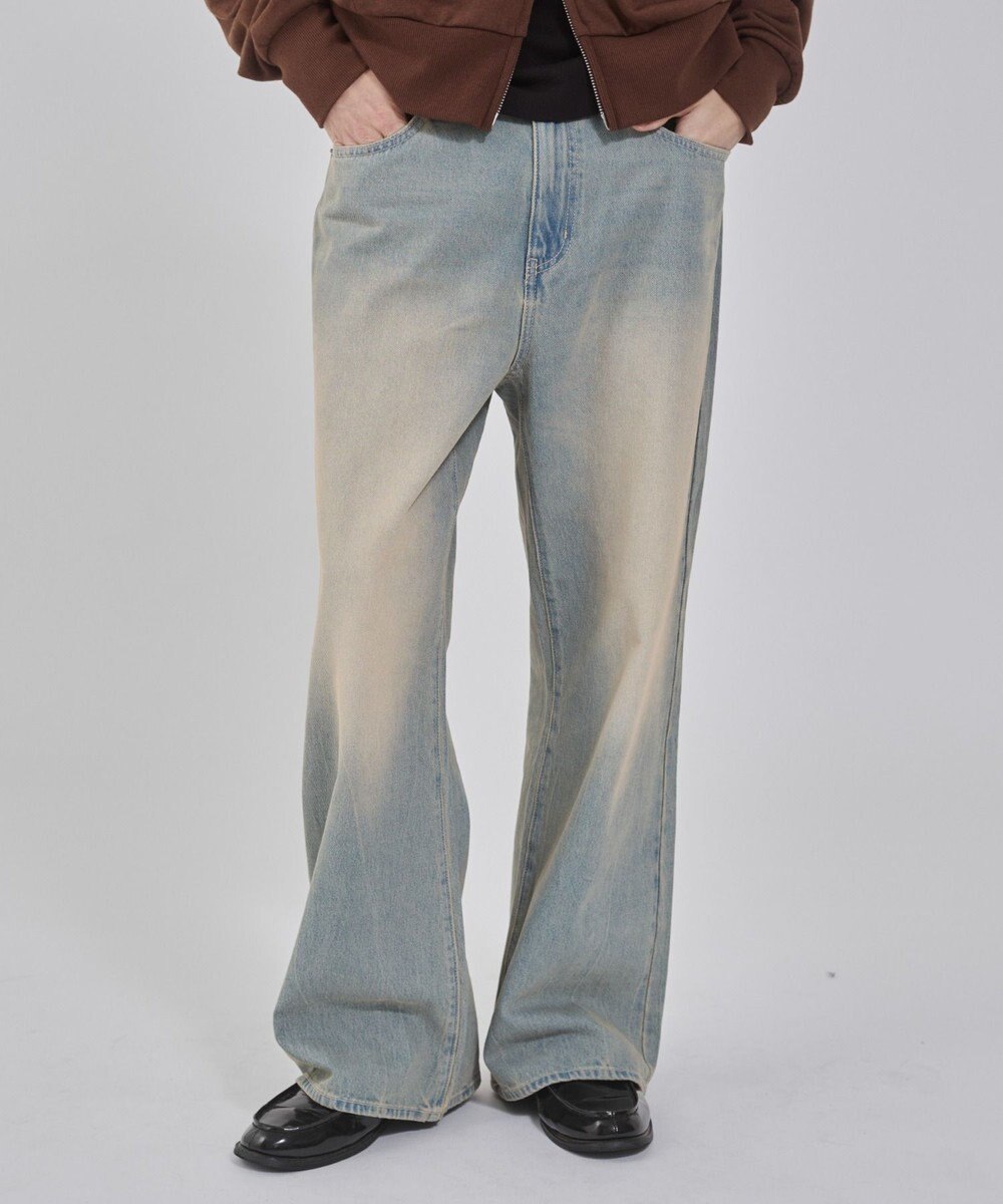 WEGO 【ユニセックス着用ITEM/ウエスト調整可】フレアデニムパンツ 