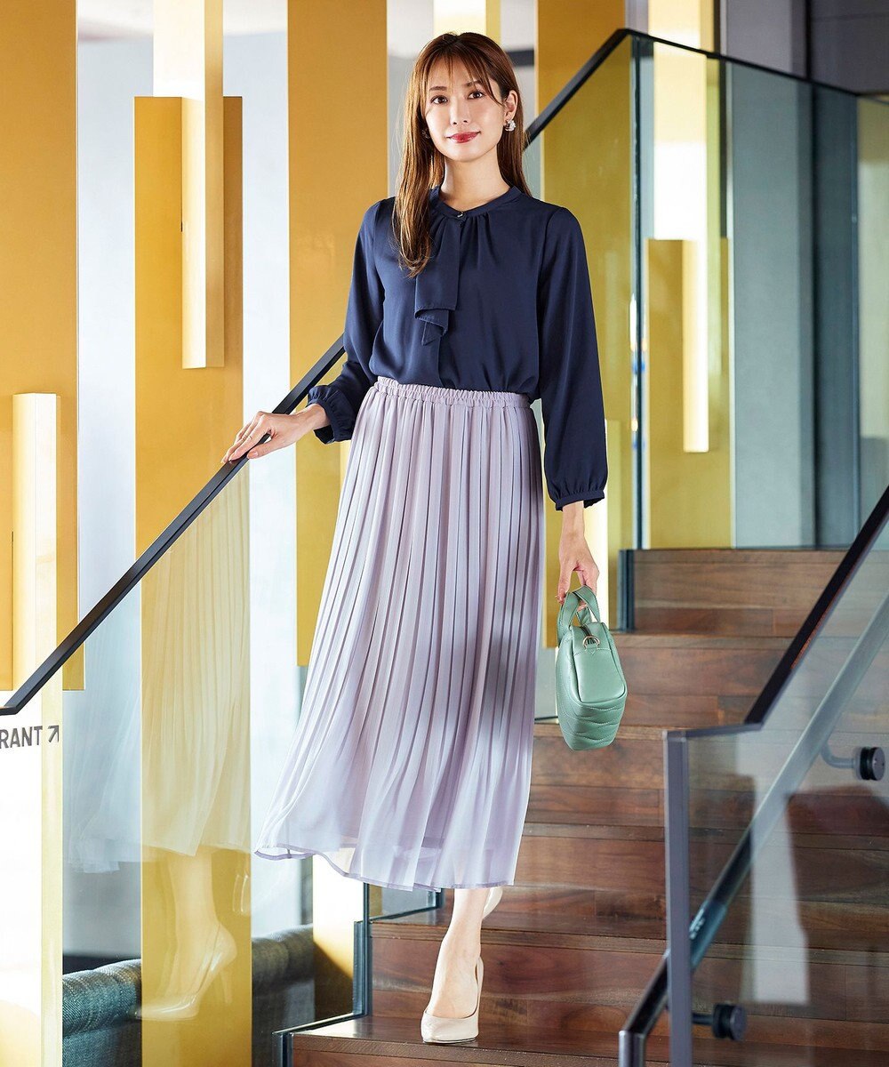 Tiaclasse 【洗える・スマート裏起毛】ジョーゼットフリルブラウス 