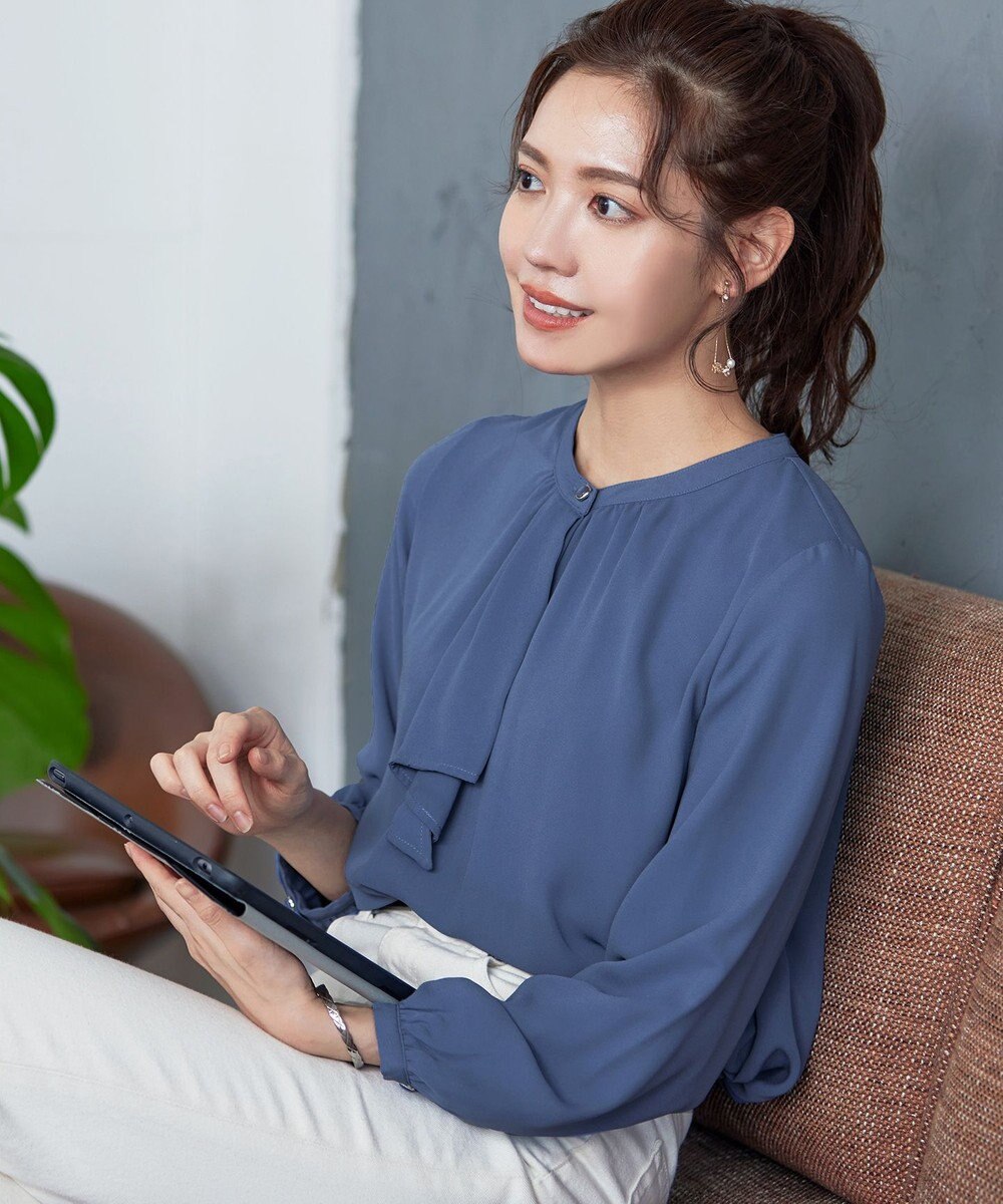 Tiaclasse 【洗える・スマート裏起毛】ジョーゼットフリルブラウス 