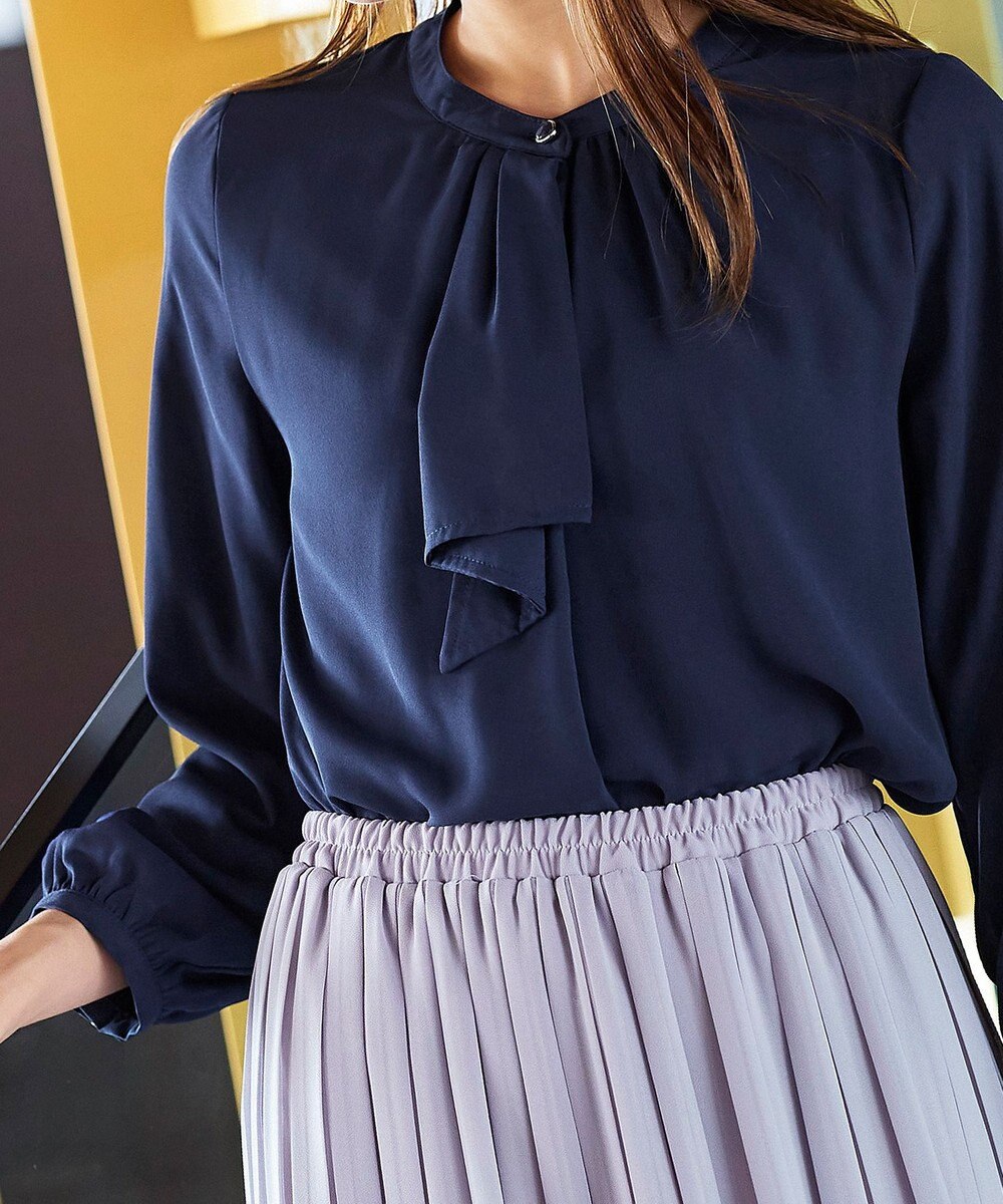 Tiaclasse 【洗える・スマート裏起毛】ジョーゼットフリルブラウス 