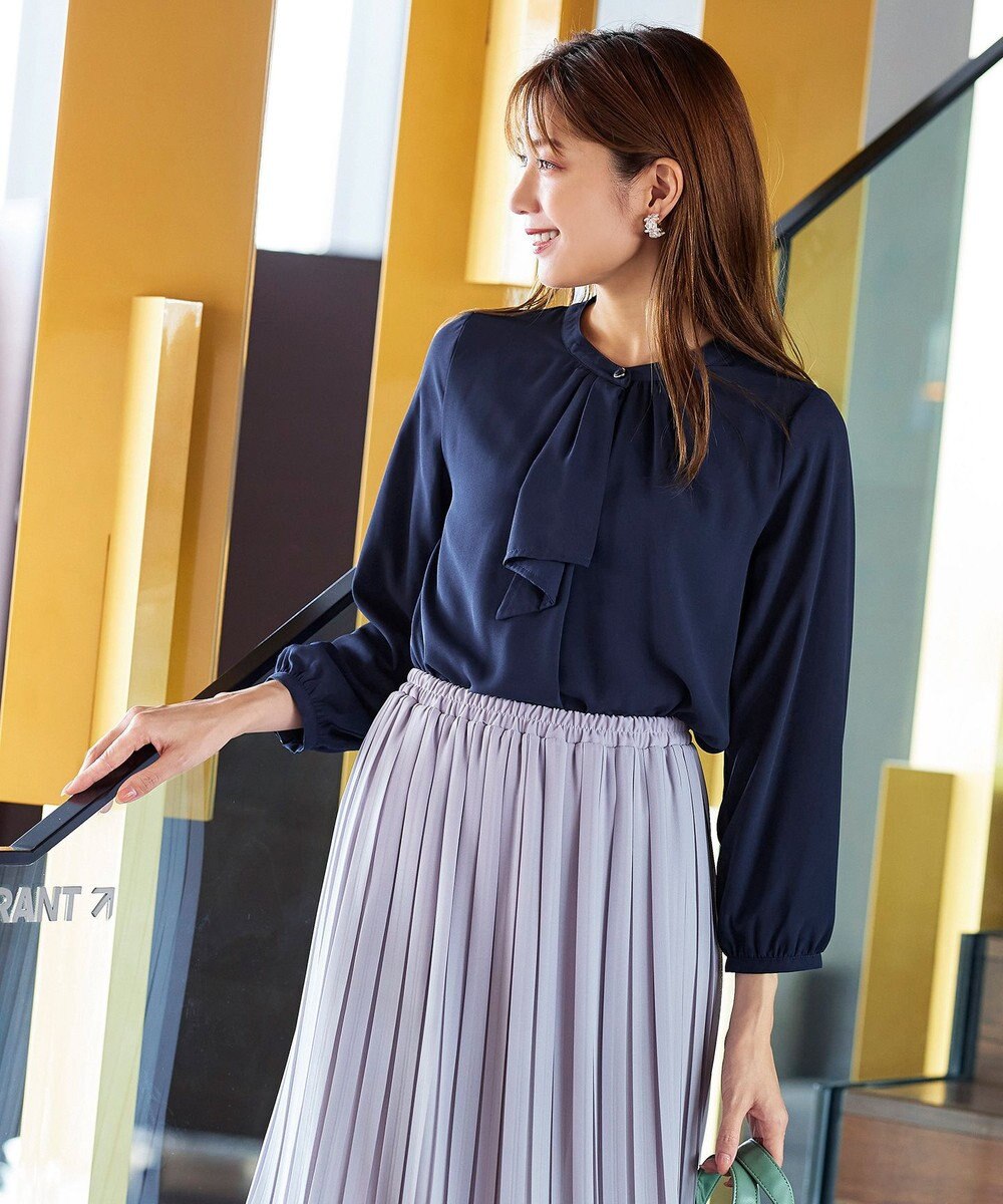 Tiaclasse 【洗える・スマート裏起毛】ジョーゼットフリルブラウス 