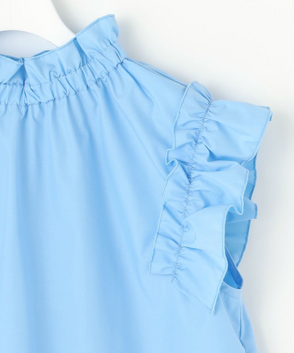 Feroux 【洗える】スタンドカラーフリルスリーブ ブラウス 