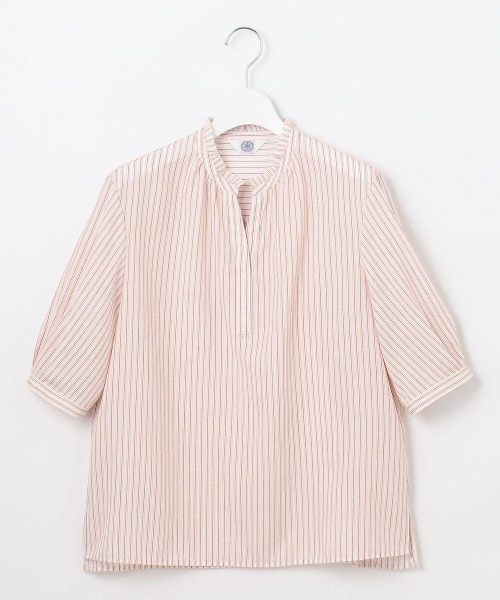 J.PRESS LADIES 【洗える・接触冷感】ドビー強撚ストライプ スキッパー ブラウス 