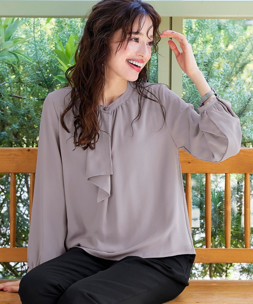 Tiaclasse 【洗える・スマート裏起毛】ジョーゼットフリルブラウス 