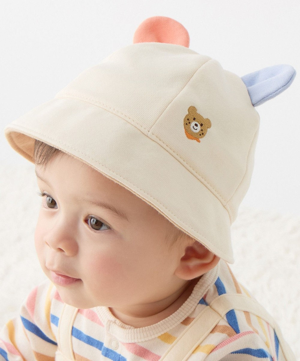 MIKI HOUSE HOT BISCUITS 【40-48cm】裏毛パイル素材 耳付き帽子 