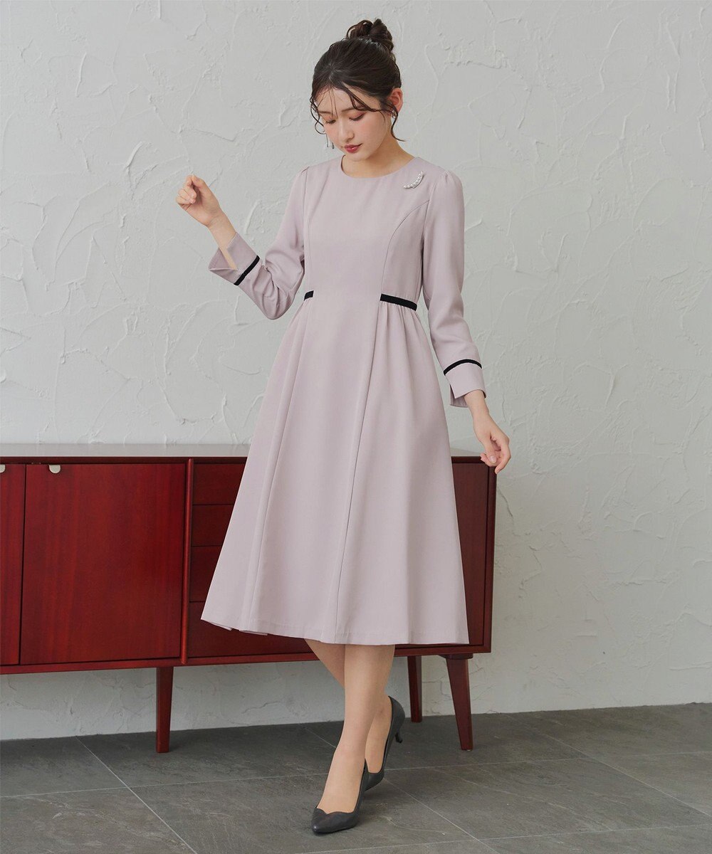 Tiaclasse 【安田美沙子さん着用・新色追加・洗える】ベロアラインフレアワンピース 