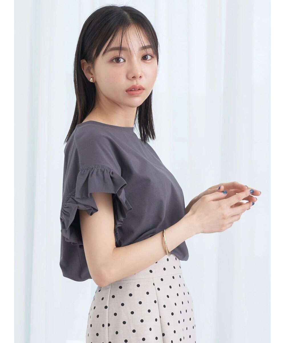 earth music&ecology プレーティング天竺フリルプルオーバー 