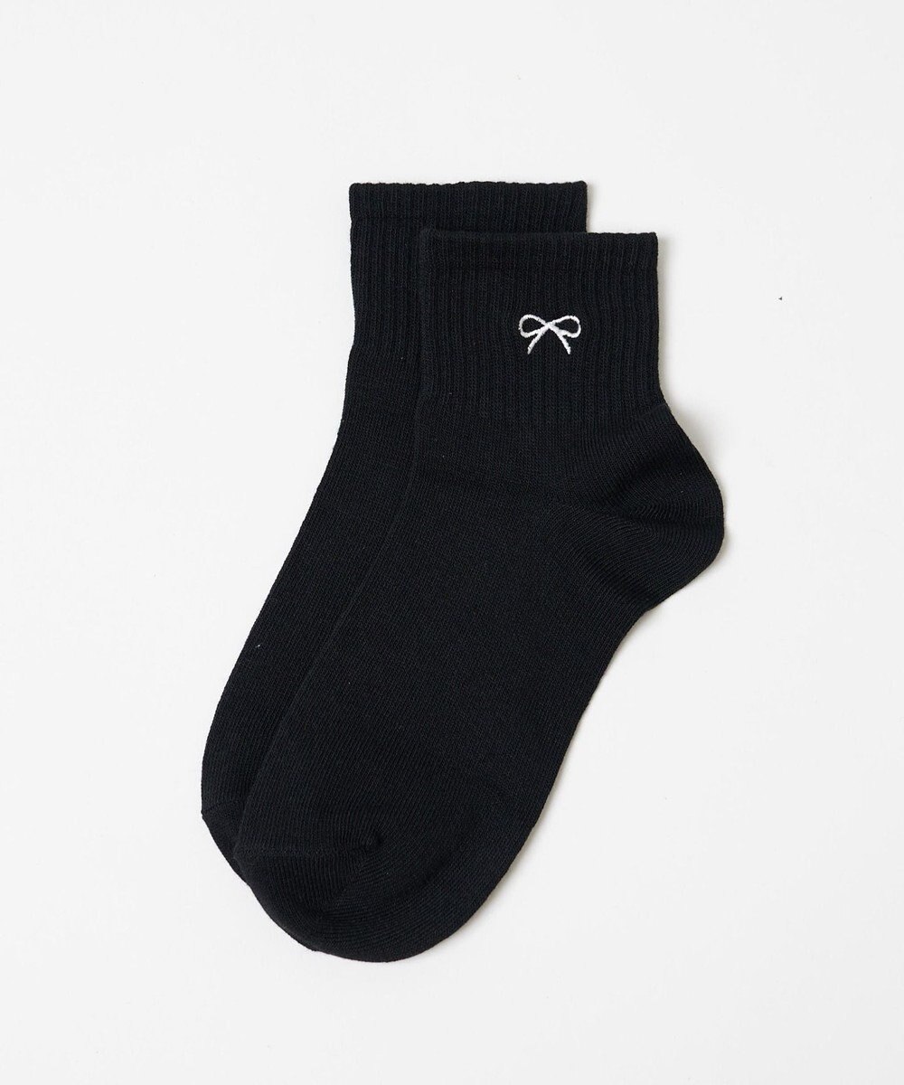 WEGO モチーフ刺繍アンクル底パイルソックス 