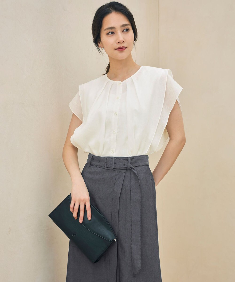 自由区 【カタログ掲載・接触冷感・洗える】シアーラミーローンフリル ブラウス 