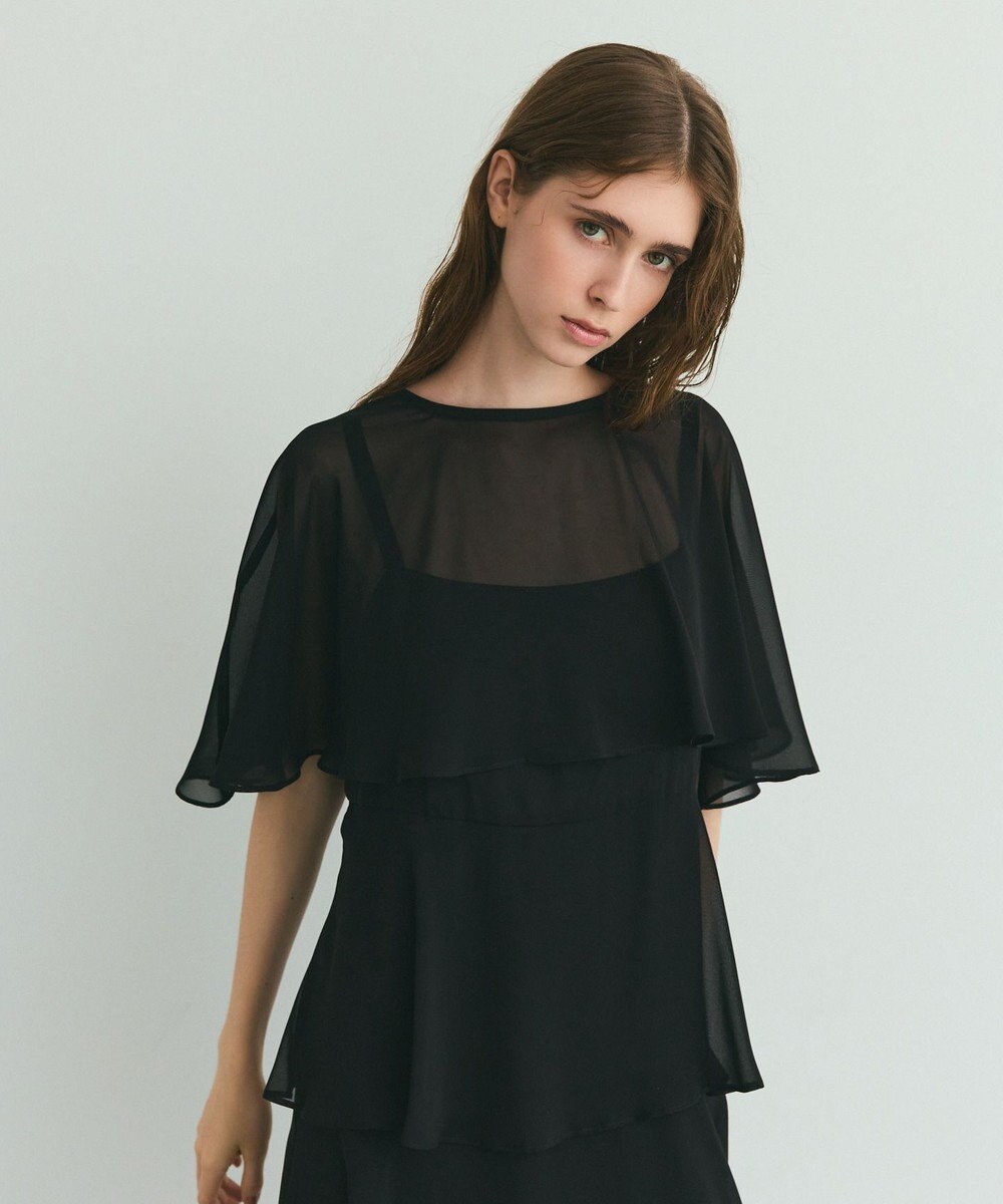 GRACE CONTINENTAL シフォンケープドレス 