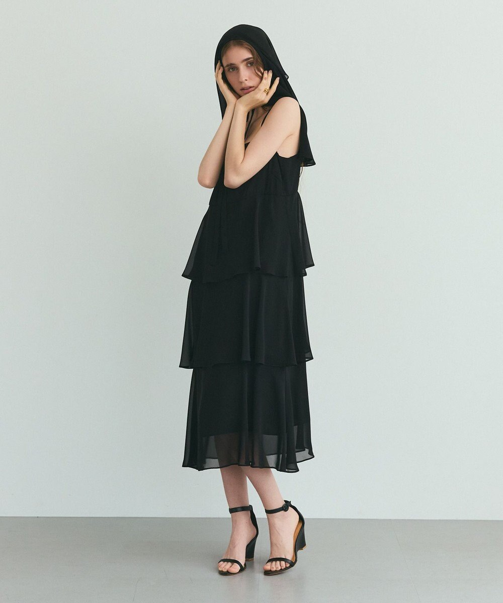 GRACE CONTINENTAL シフォンケープドレス 