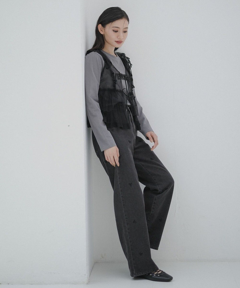 Green Parks ・Ｄｏｕｂｌｅ　Ｆｌａｇｓ　リボン刺繍ストレートデ 