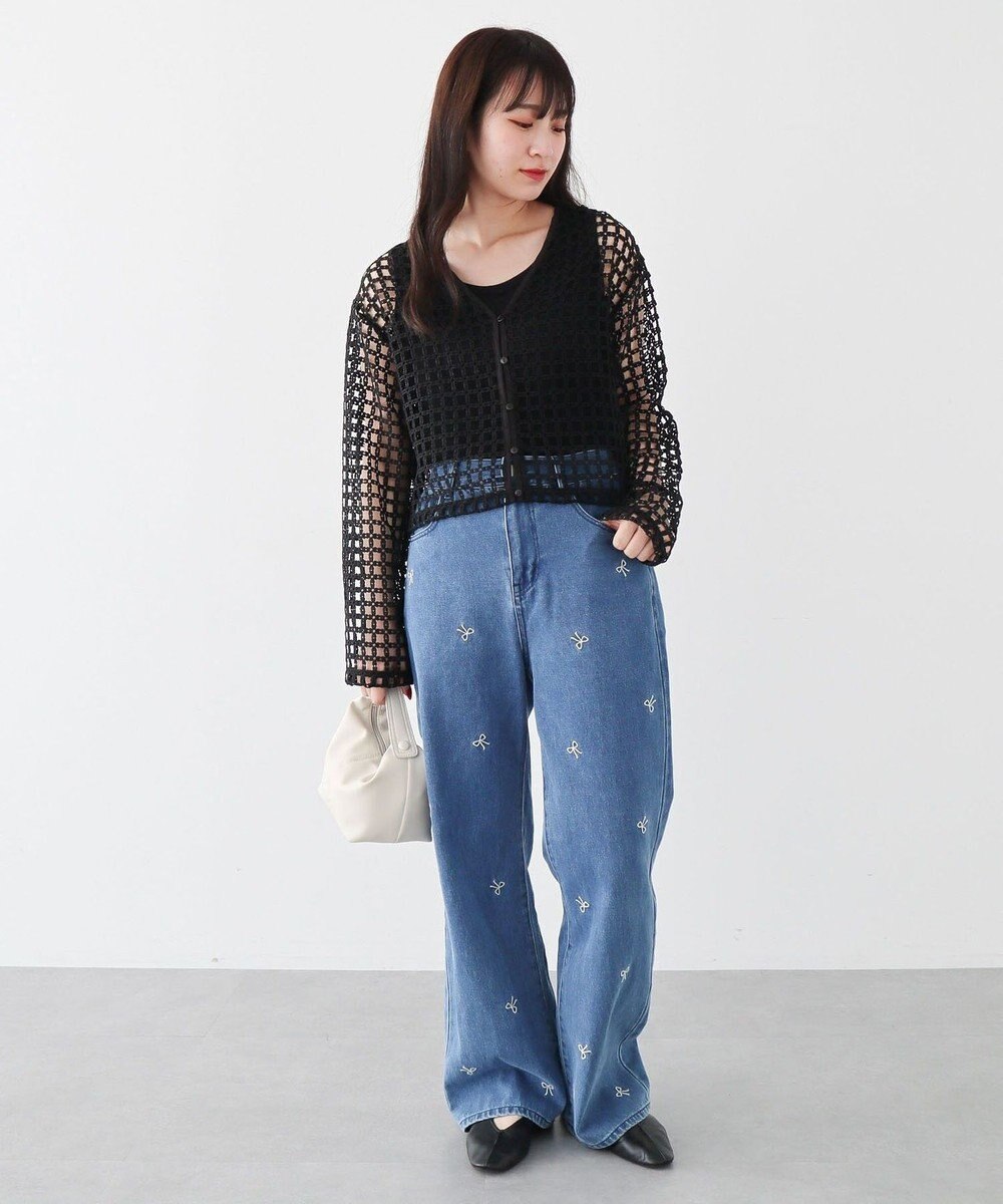 Green Parks ・Ｄｏｕｂｌｅ　Ｆｌａｇｓ　リボン刺繍ストレートデ 