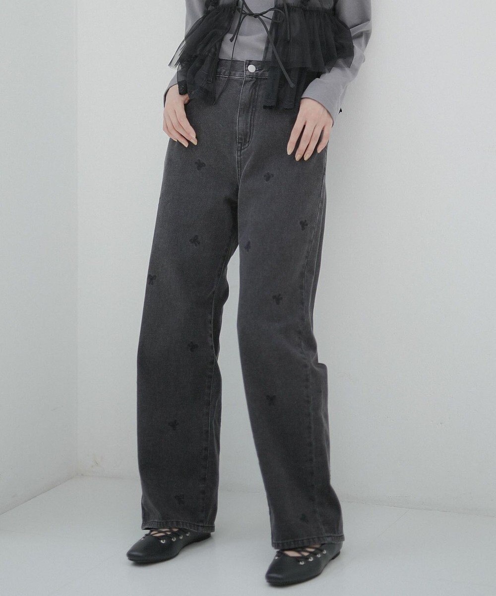 Green Parks ・Ｄｏｕｂｌｅ　Ｆｌａｇｓ　リボン刺繍ストレートデ 