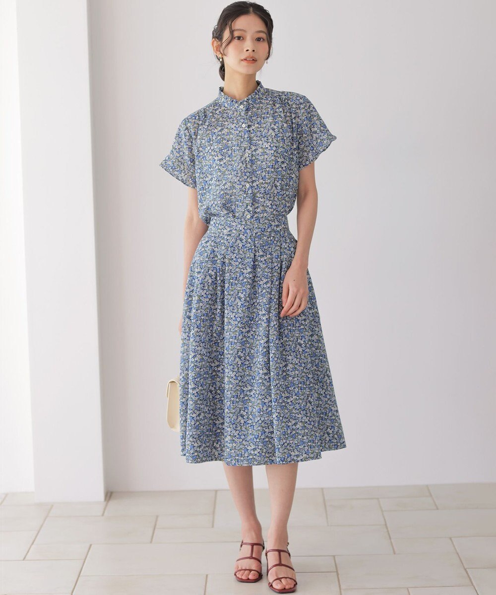 組曲 フラワーガーデンプリント ブラウス 