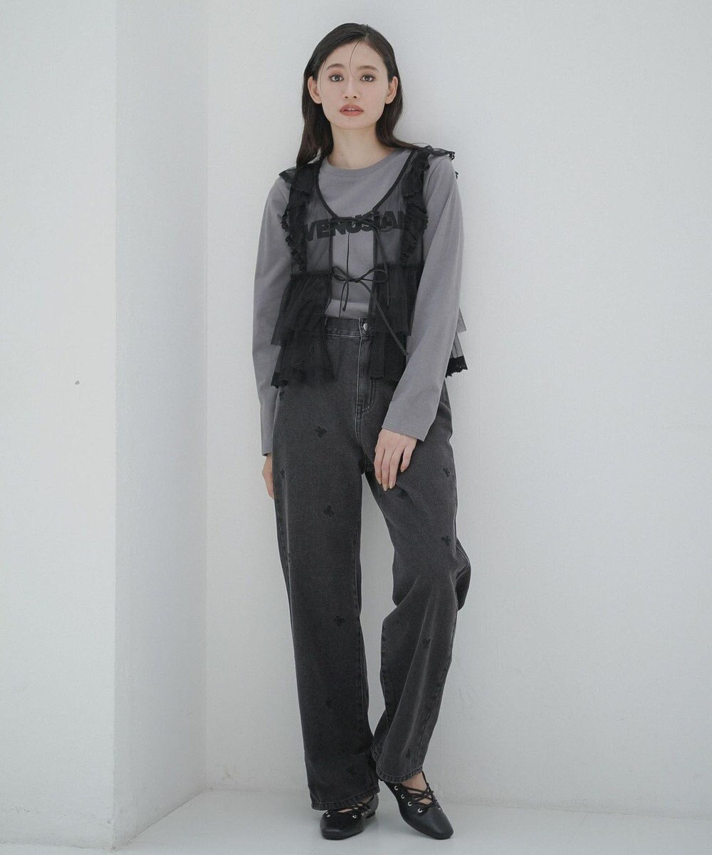 Green Parks ・Ｄｏｕｂｌｅ　Ｆｌａｇｓ　リボン刺繍ストレートデ 