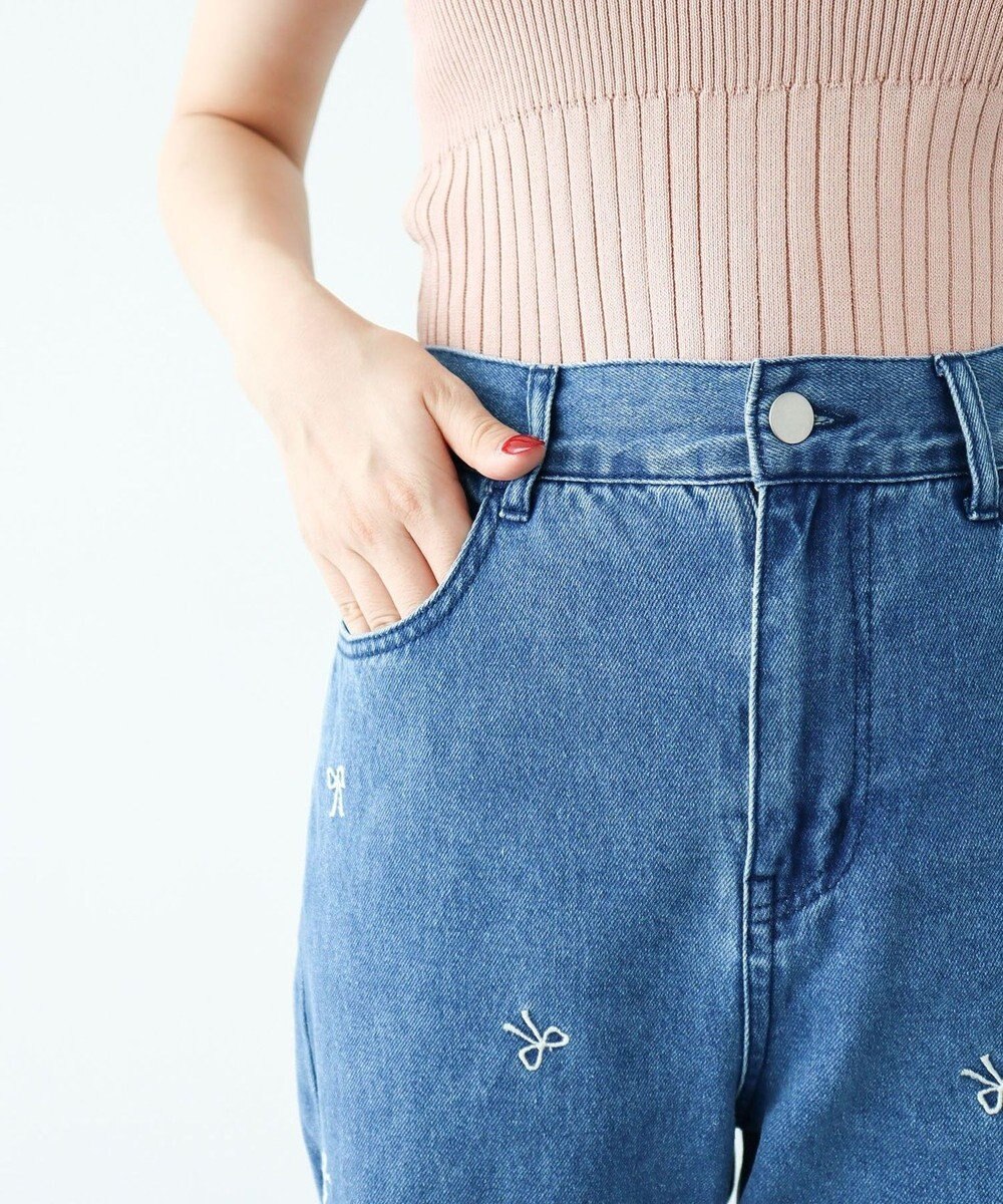 Green Parks ・Ｄｏｕｂｌｅ　Ｆｌａｇｓ　リボン刺繍ストレートデ 