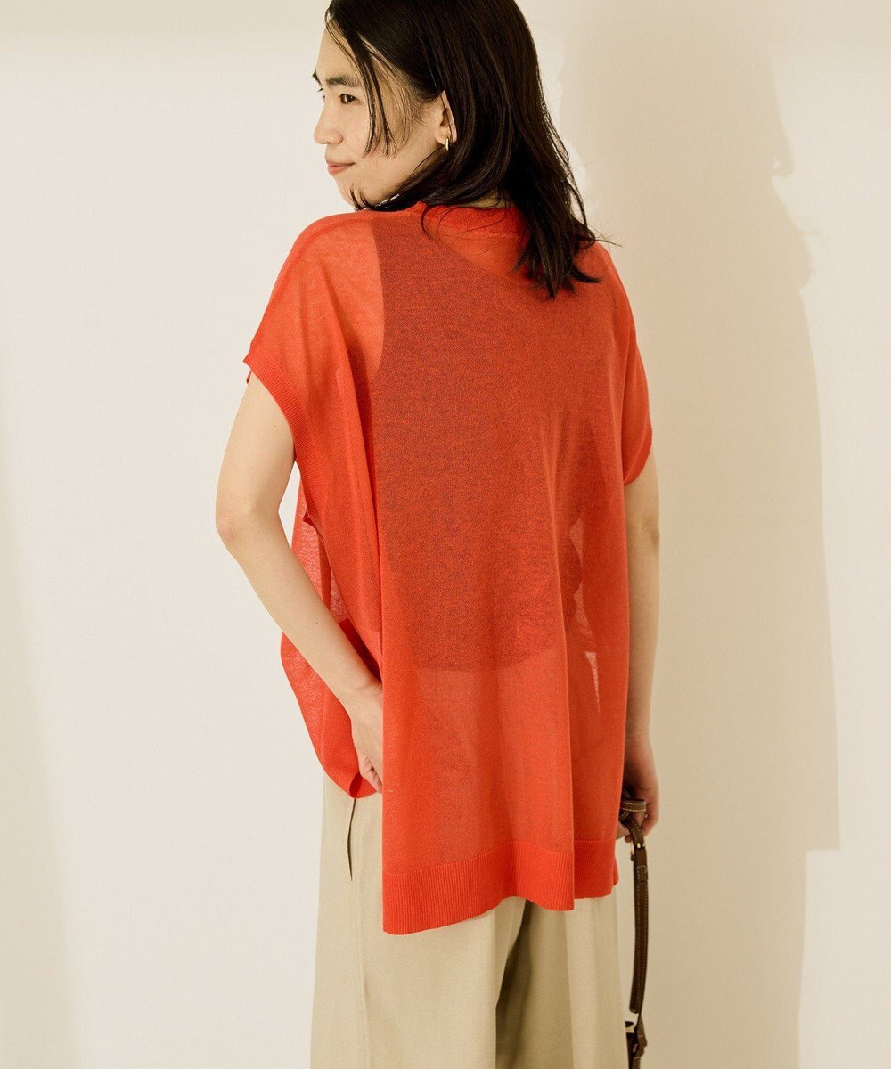 AMERICAN HOLIC ウォッシャブルシアーニットフレンチスリーブトップス 