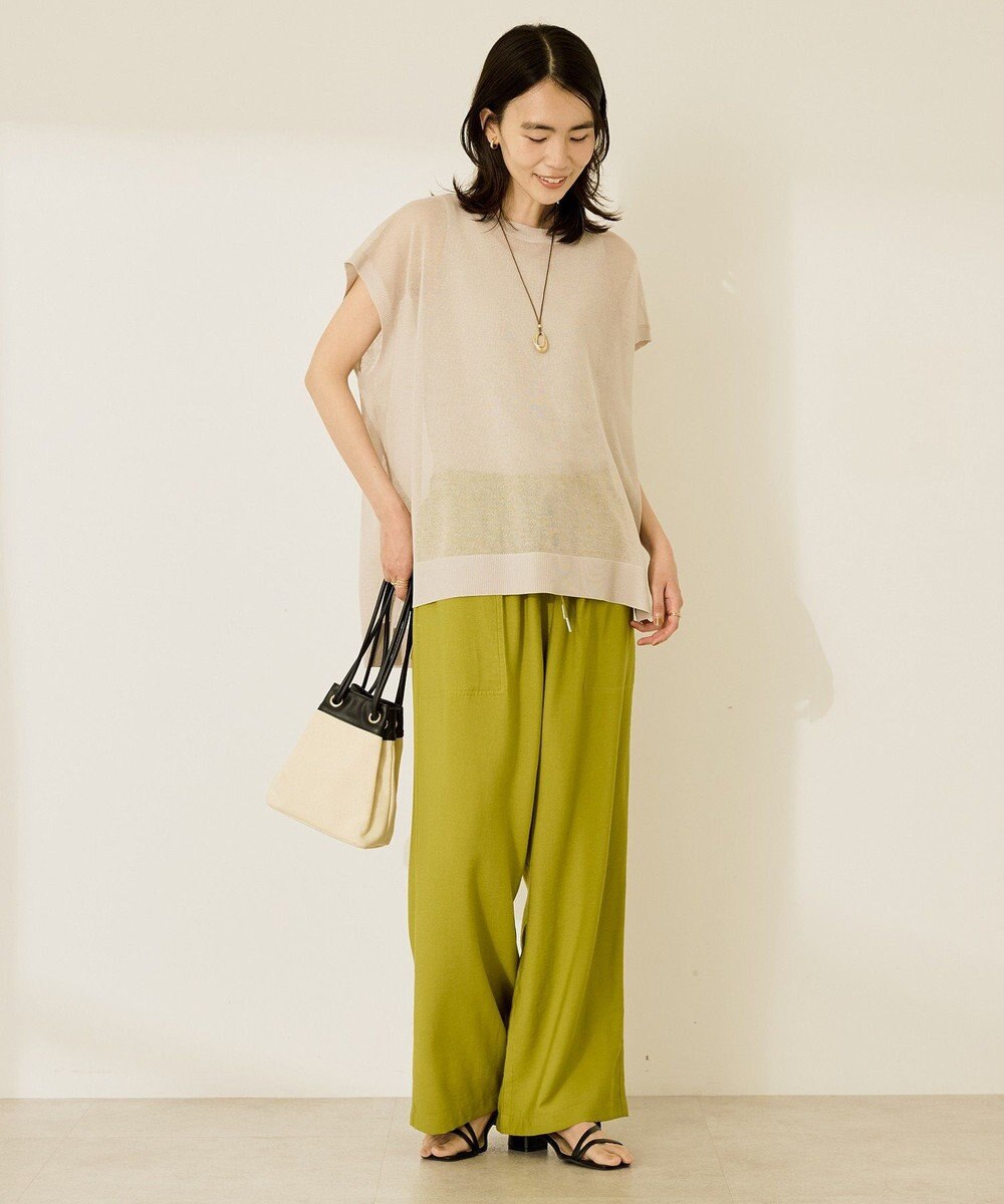 AMERICAN HOLIC ウォッシャブルシアーニットフレンチスリーブトップス 